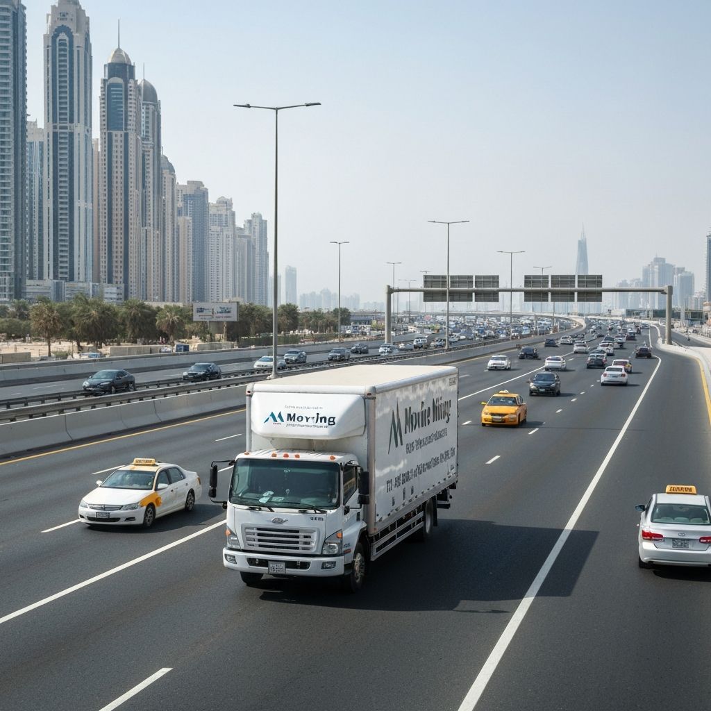 Moving truck on highway